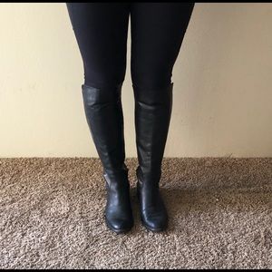 Black Knee High Leather Boots